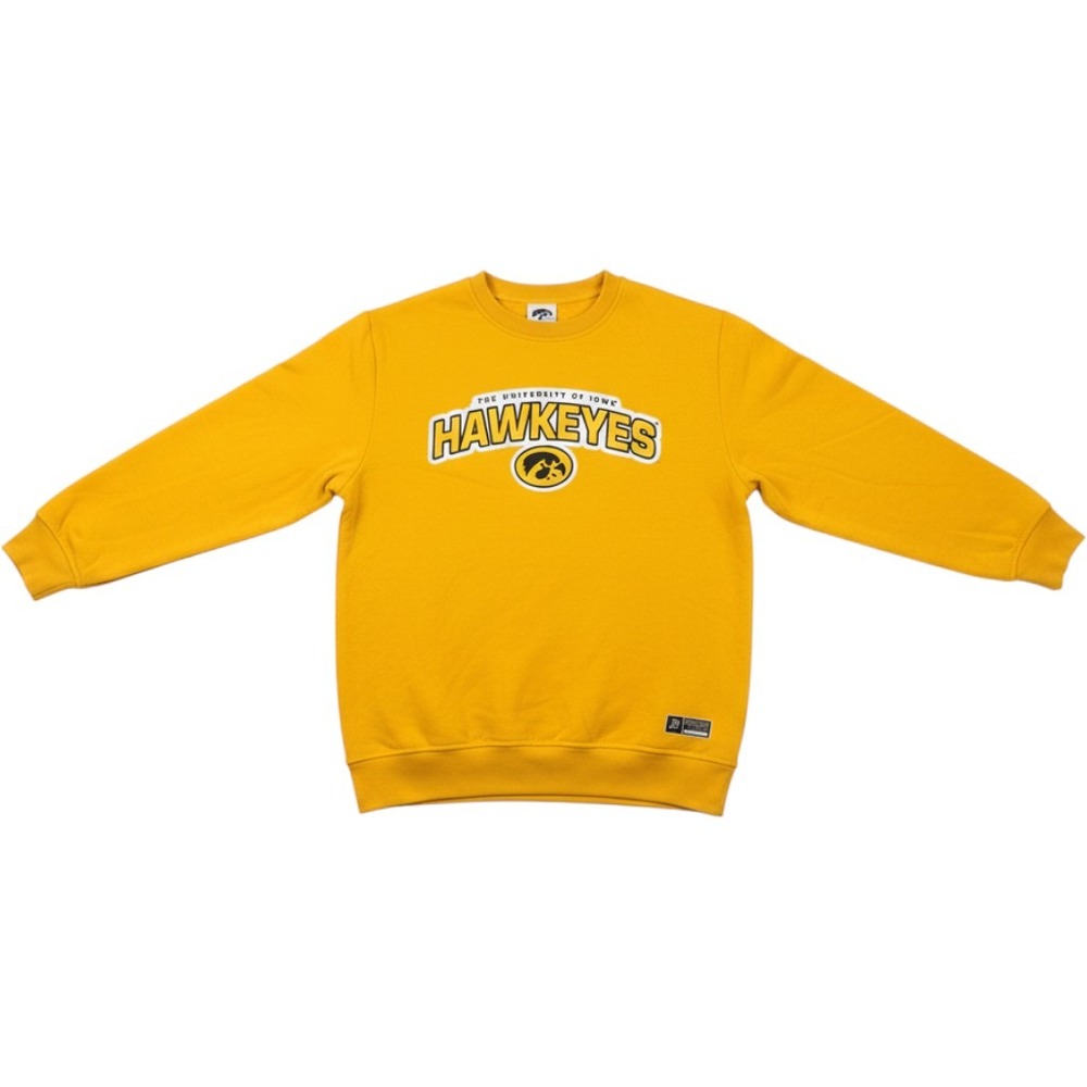 Iowa Hawkeyes Pullover Sweatshirt Mens Medium Crew Neck Graphic Yellow
